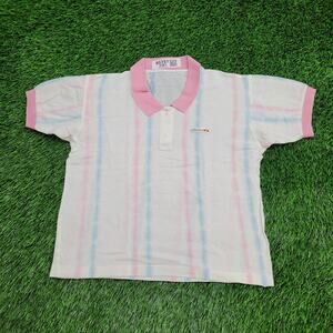 Vintage 90s Ellesse Polo Shirt Womens Medium 19x20 Stripes